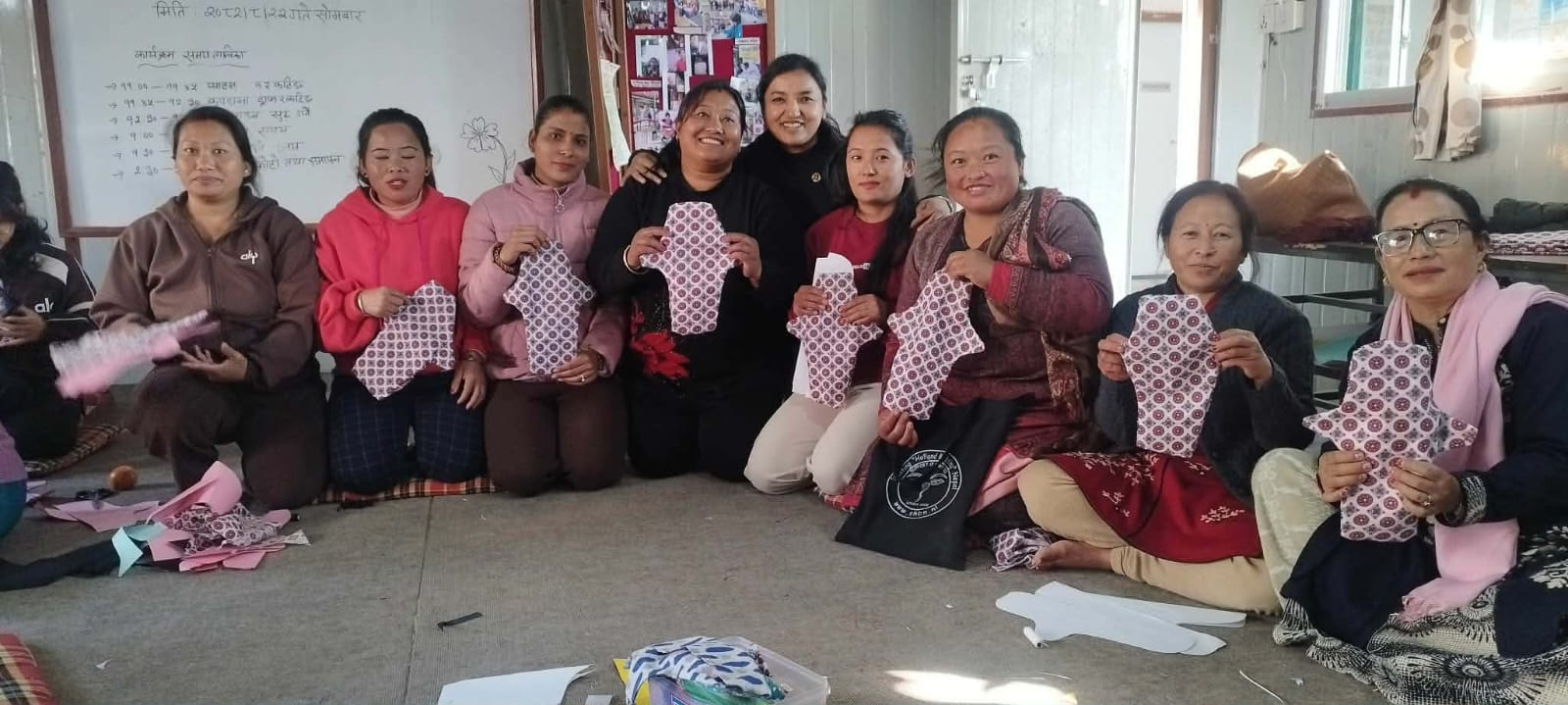 Sanitary Pad making Training for BSW students of AIMS College and mothers of children with Cerebral Palsy